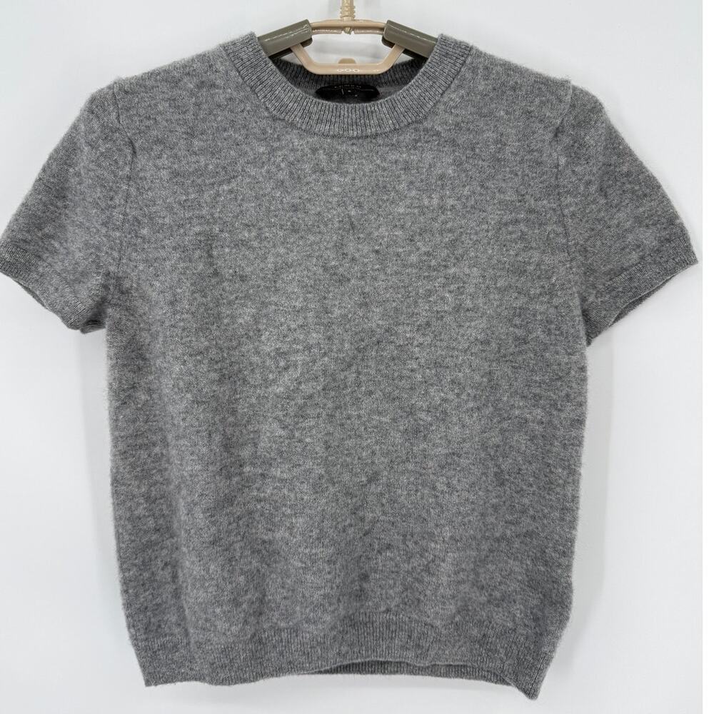 Quince Womens Mongolian Cashmere Tee Sweater Short Sleeve Gray Size Small